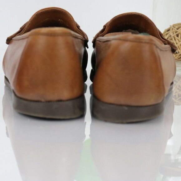 Oleg Cassini Mens Bernie Loafer Size 10 D Woven Brown Leather Moc Toe Kiltie - Picture 5 of 12